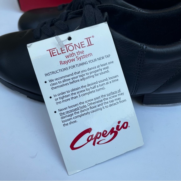 CG09 Capezio Premiere Black Leather Tap Shoes Women’s 4.5 Fit Child 2-2.5 New - Picture 2 of 14